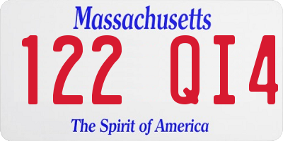 MA license plate 122QI4