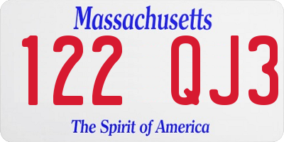 MA license plate 122QJ3
