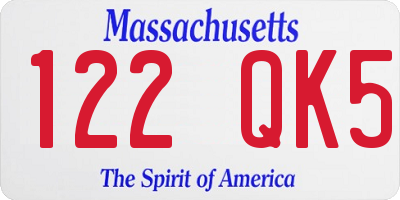 MA license plate 122QK5