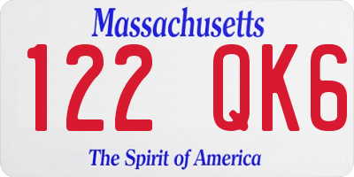 MA license plate 122QK6