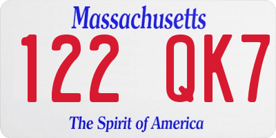 MA license plate 122QK7