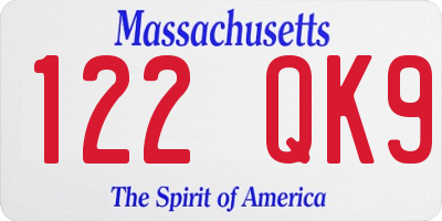 MA license plate 122QK9