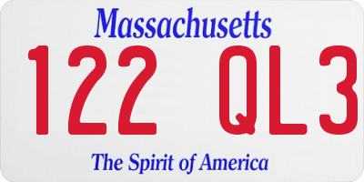 MA license plate 122QL3