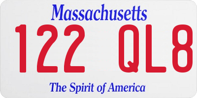 MA license plate 122QL8