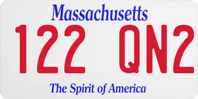 MA license plate 122QN2