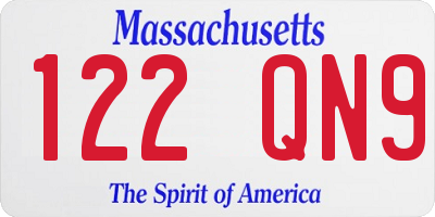 MA license plate 122QN9