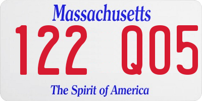 MA license plate 122QO5