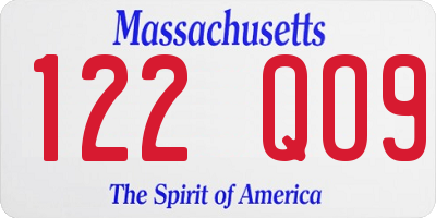 MA license plate 122QO9