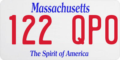 MA license plate 122QP0