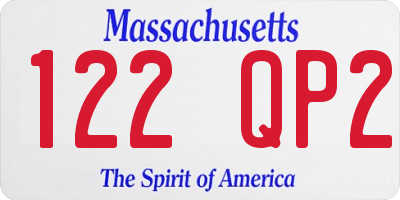 MA license plate 122QP2