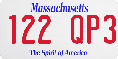 MA license plate 122QP3