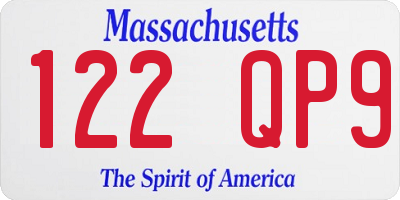 MA license plate 122QP9