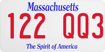 MA license plate 122QQ3
