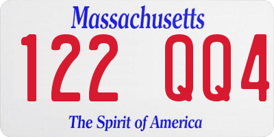 MA license plate 122QQ4