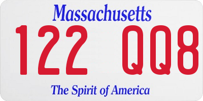MA license plate 122QQ8