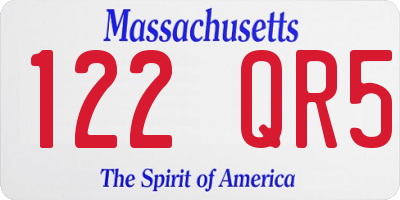 MA license plate 122QR5