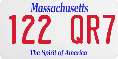 MA license plate 122QR7