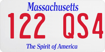 MA license plate 122QS4