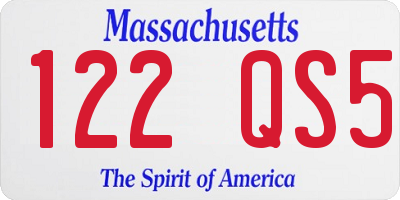 MA license plate 122QS5