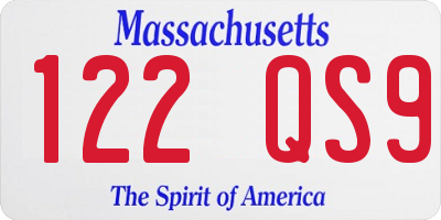 MA license plate 122QS9