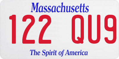 MA license plate 122QU9