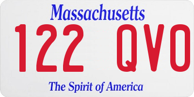 MA license plate 122QV0