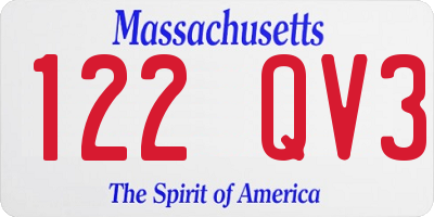 MA license plate 122QV3