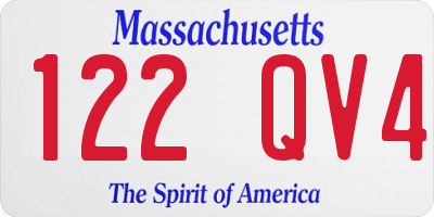 MA license plate 122QV4