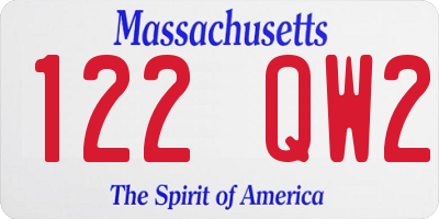 MA license plate 122QW2