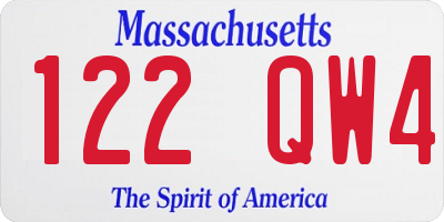MA license plate 122QW4