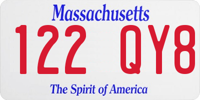 MA license plate 122QY8