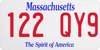 MA license plate 122QY9