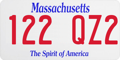 MA license plate 122QZ2