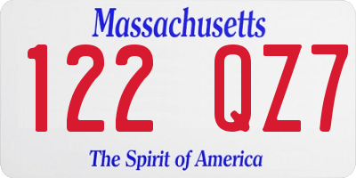 MA license plate 122QZ7