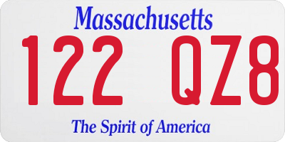 MA license plate 122QZ8