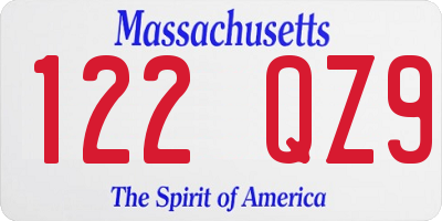 MA license plate 122QZ9