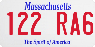 MA license plate 122RA6