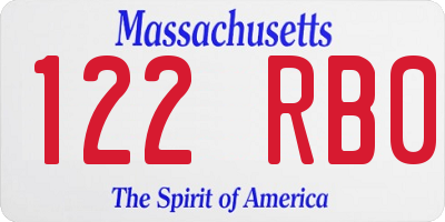 MA license plate 122RB0