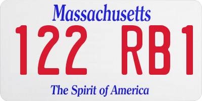 MA license plate 122RB1