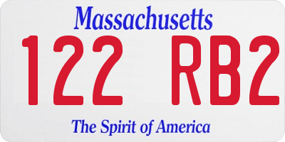 MA license plate 122RB2