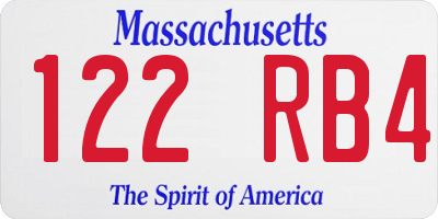 MA license plate 122RB4