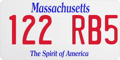 MA license plate 122RB5