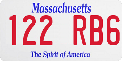 MA license plate 122RB6