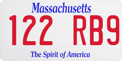 MA license plate 122RB9