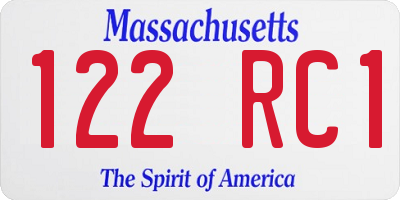 MA license plate 122RC1