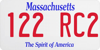 MA license plate 122RC2