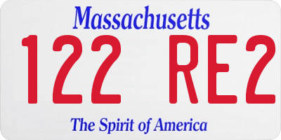 MA license plate 122RE2