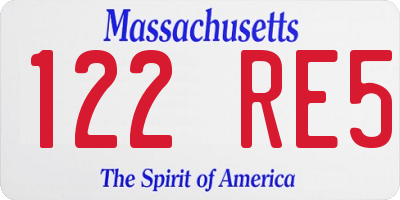 MA license plate 122RE5