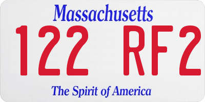 MA license plate 122RF2