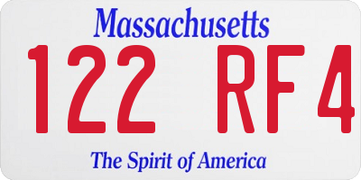 MA license plate 122RF4